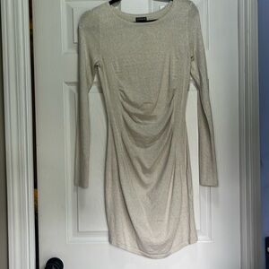 Express dress cream/gold sparkle like new